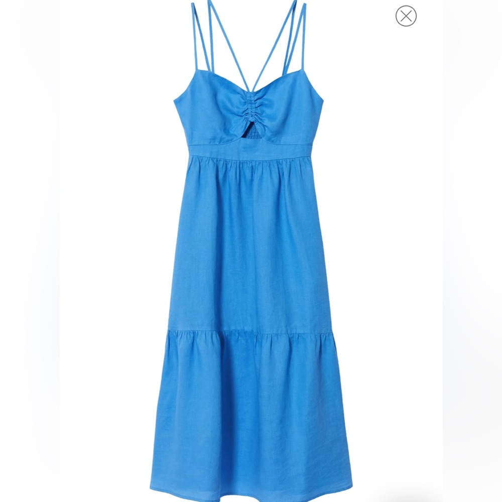 NWT MANGO 100% linen dress Blue XL Sold Out